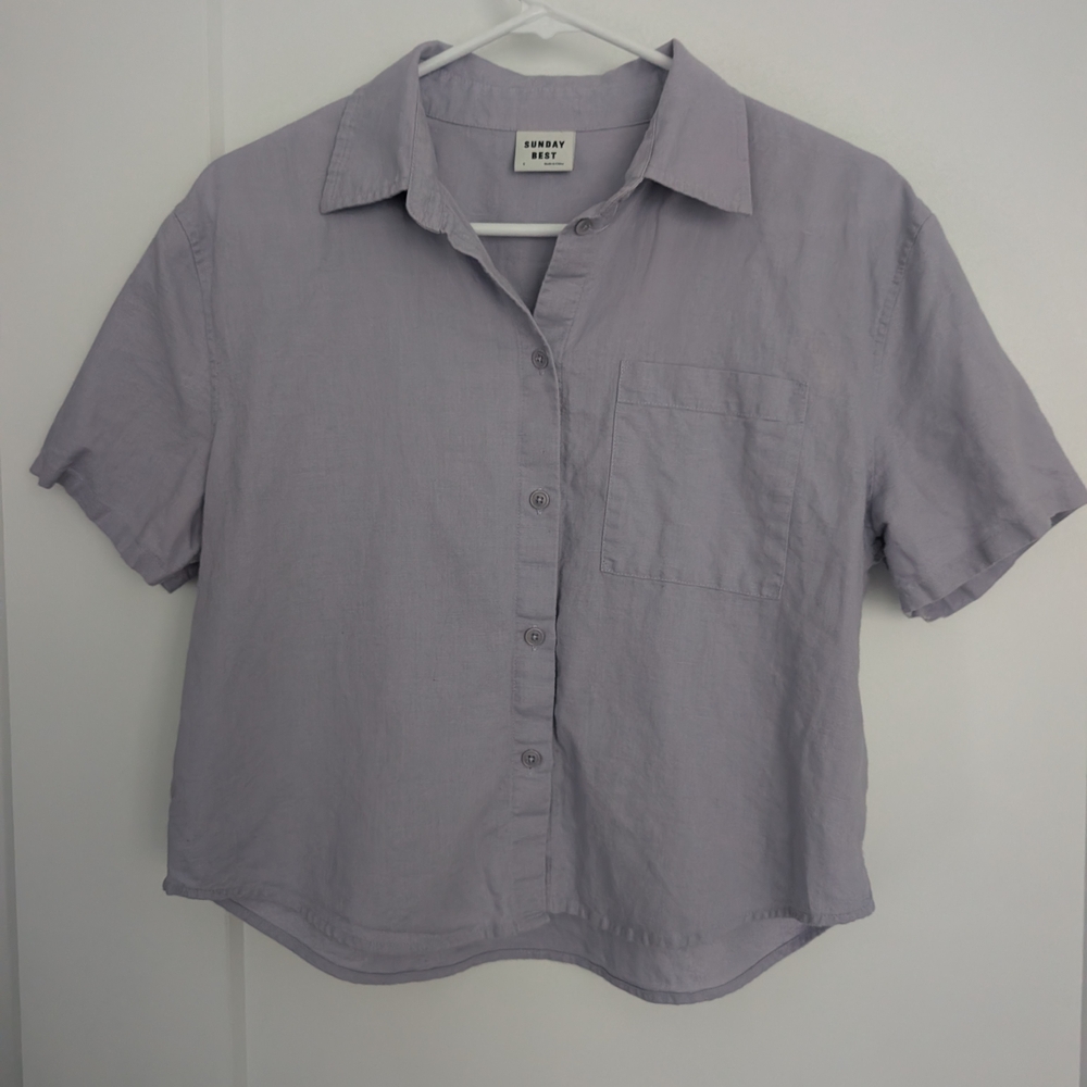 Sunday Best Lavender Button-Down Crop Shirt